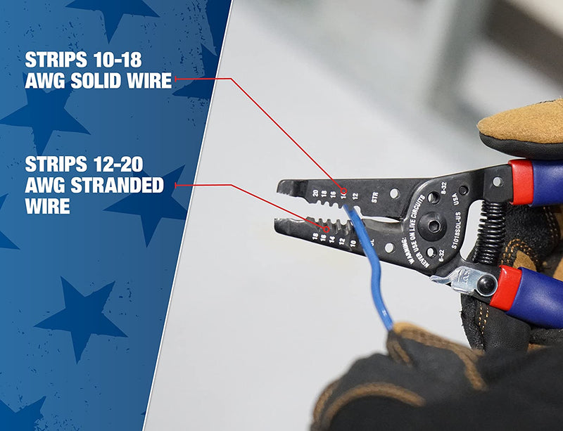 Southwire S1018SOL-US 10-18 AWG Solid & 12-20 AWG Stranded Ergo Handles Wire Stripper/Cutter