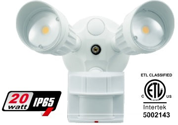 Nexled Double Head Sensor LED Security Light-20W, 4000K, Black