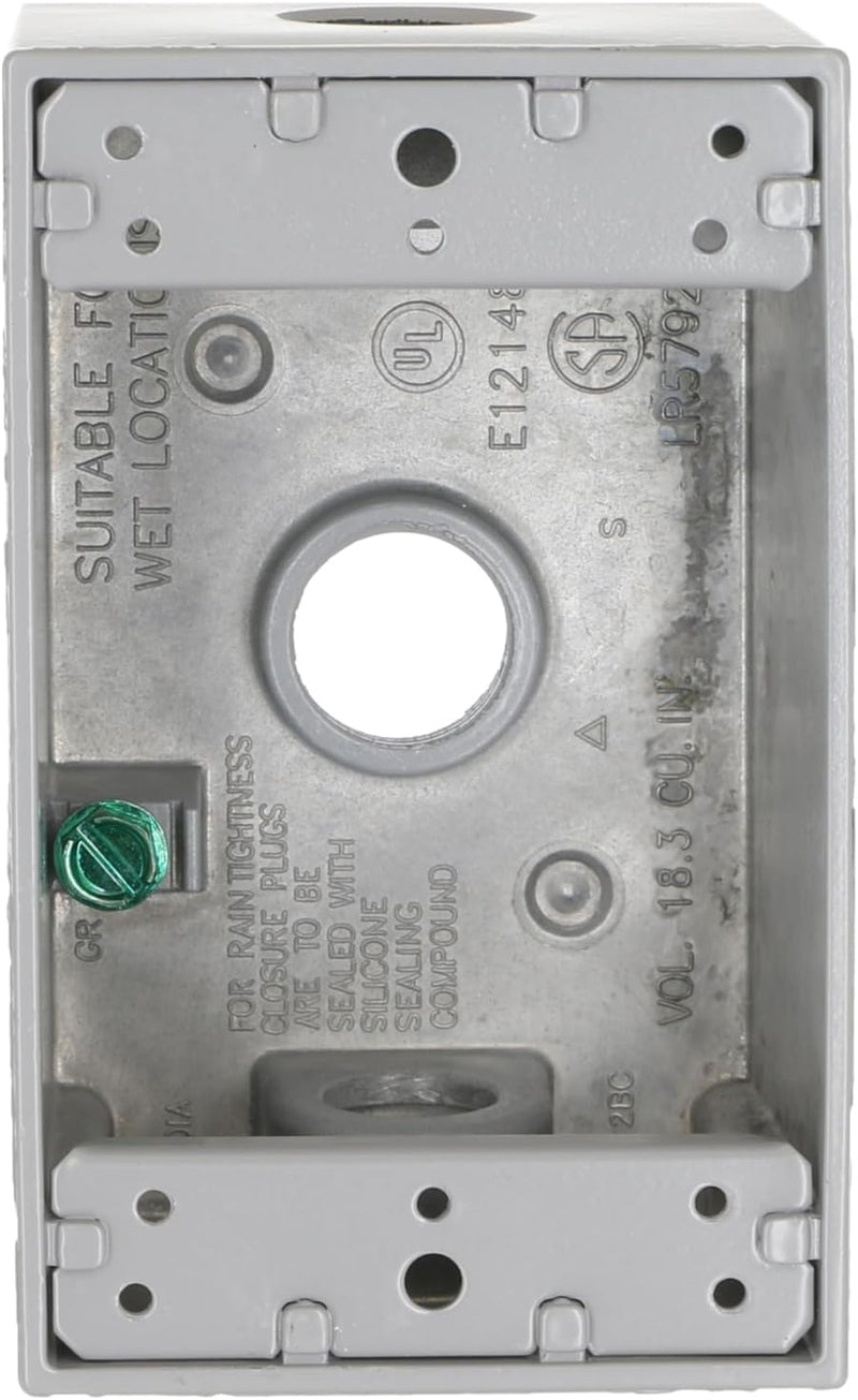 Hubbell-Bell Outdoor 5320-0 Single Gang 3-1/2-Inch Outlets Weatherproof Box Gray
