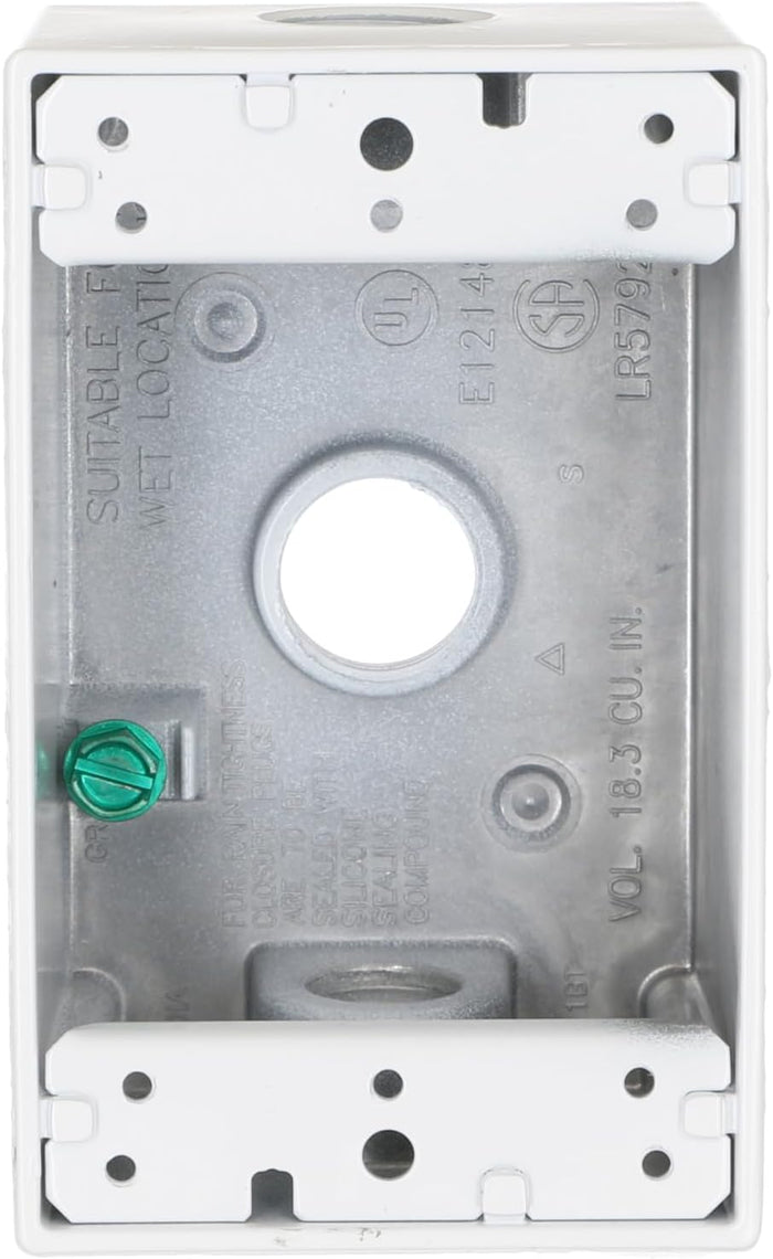 Hubbell-Bell Outdoor 5320-1 Single Gang 3-1/2-Inch Outlets Weatherproof Box White