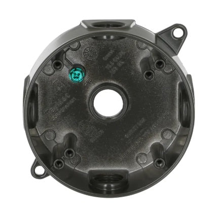 Hubbell Bell 5361-2 bronze round weatherproof box with five 1/2 inch threaded outlets for outdoor junction box installation