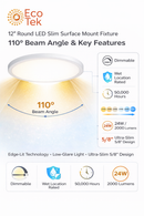 Ecotek 12 inch LED slim surface mount fixture 5CCT selectable colour temperatures infographic