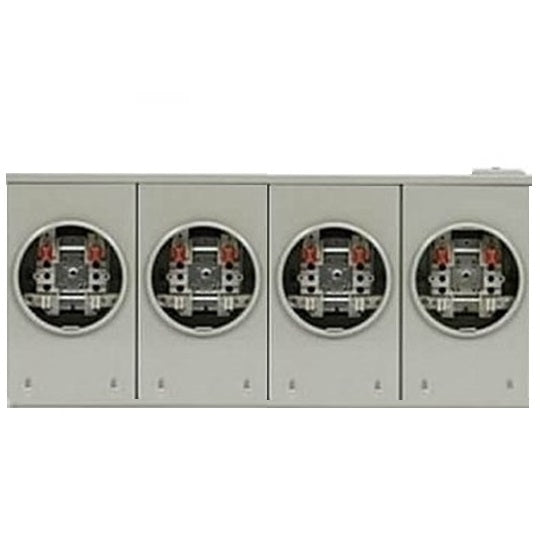 Hydel H44RH - Meter Sockets - 4 gang - 400 Amp main - 600V - 200 per position - 4 Meter Positions - Right Hand Entry - 4 Jaw meter socket