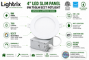 Lightrix 4 inch LED slim panel potlight 9W 750 lumens 5CCT selectable recessed light with junction box, dimmable, CRI over 80, wet location certified, updated approved model