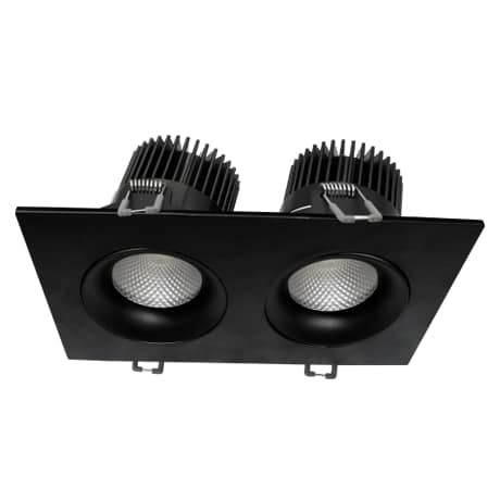 Votatec VO-SP3.5W24-120-D-5WAY-2H /BK 3.5 Inch 2-Head Square Black Regressed LED Pot Light 24W 5CCT 120V