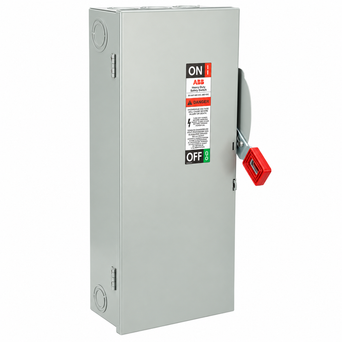 ABB TH3363 100A 3-pole 600V fusible heavy-duty safety switch angled left view