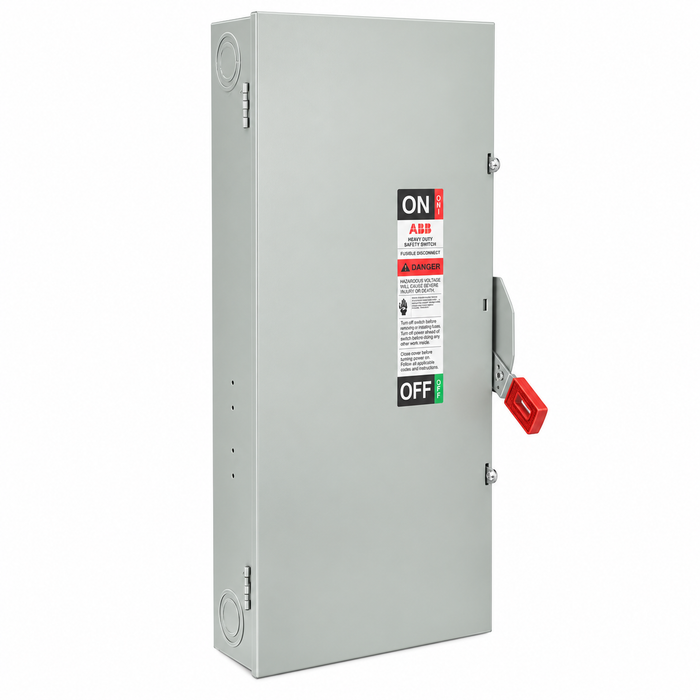 ABB TH3364 200A 3-pole 600V fusible heavy-duty safety switch angled left view