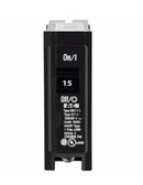 Eaton BR115 15A single-pole circuit breaker front view showing 15 amp handle