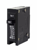 Eaton BR115 15A single-pole Type BR plug-on circuit breaker angled front view