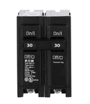 Eaton BR230 30A double-pole circuit breaker front view showing common-trip handle