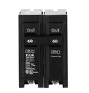 Eaton BR260 60A double-pole circuit breaker front view showing common-trip handle