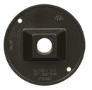 Hubbell Bell 5193-2 bronze round weatherproof cluster cover with one 1/2 inch threaded outlet for outdoor lighting and compatible Bell 5361-2 weatherproof box installations in Canada