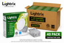 Lightrix 4 inch LED potlight 40 pack contractor case 9W 750LM slim panel with junction box and retail packaging