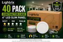 Lightrix 4 inch LED slim panel 5CCT 40 pack contractor case potlight with junction box and ETL certification for bulk recessed lighting installations