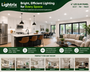 Lightrix 4 inch LED slim panel potlight 5CCT installed in modern kitchen and living room showing recessed ceiling lighting application in residential home