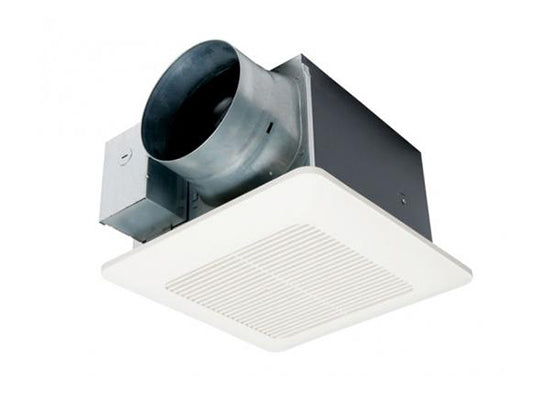 Panasonic FV-1115VQ1 WhisperCeiling DC bathroom exhaust fan with white grille and 6 inch duct connection