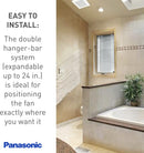 Panasonic FV-40VQ4 WhisperCeiling bathroom fan showing easy installation with expandable double hanger bars