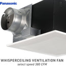 Panasonic FV-40VQ4 WhisperCeiling 390 CFM ventilation fan with 6-inch duct and white grille