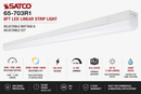 SATCO 65-703R1 8 foot LED linear strip light with selectable 60W 70W 80W wattage, selectable 3500K 4000K 5000K color temperature, 120-347V input, DLC listed, 0-10V dimming and up to 11200 lumens for commercial and warehouse lighting
