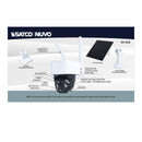 SATCO 65-926 camera feature callouts showing solar panel antennas motion sensor microphone and speaker