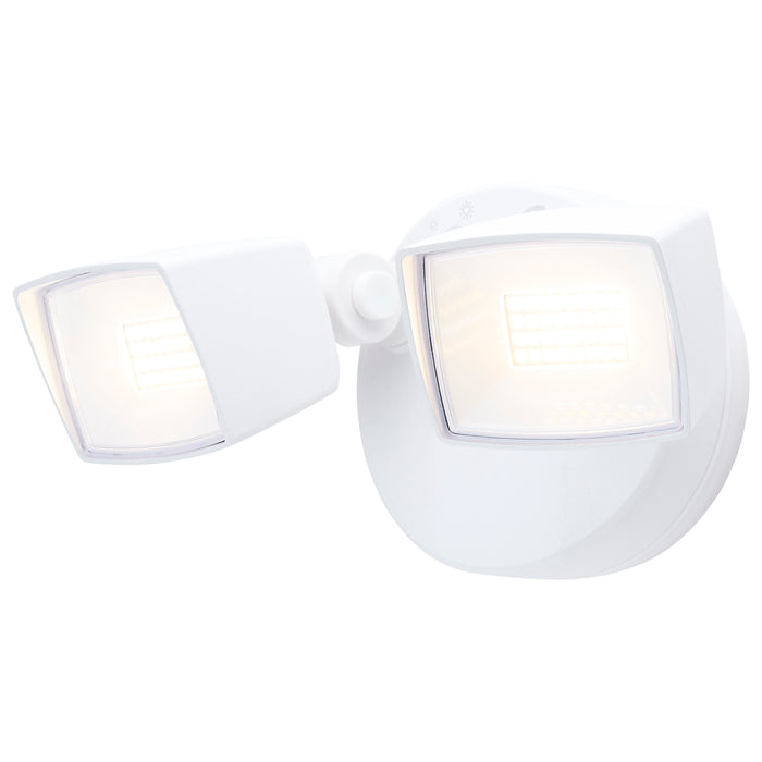 SATCO 65-995 white LED security flood light illuminated with dual adjustable heads