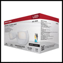 SATCO 65-995 white LED security flood light retail packaging with specifications and feature details