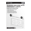 SATCO 67-510 Running Man LED Exit Sign with integrated emergency light heads technical illustration
