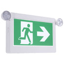 SATCO 67-512 Running Man Exit Sign with Adjustable Emergency Light Heads Angled View