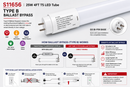 SATCO S11656 Type B ballast bypass infographic showing direct wire installation process, G5 bi-pin connector details, traditional ballast versus LED wiring comparison, installation steps and key benefits for commercial retrofit applications