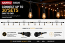 SATCO S8020 connectable LED string light system showing expansion up to 30 linked sets