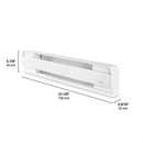 Stelpro B0501W dimensions showing 27-7/8 inch length, 5-7/8 inch height and 2-9/16 inch depth