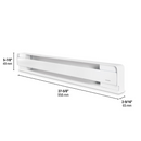 Stelpro Brava B0751W 750W 120V electric baseboard heater dimensions – 37-5/8 in. long, white