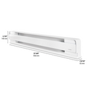 Stelpro Brava B0752W 750W 240V electric baseboard heater dimensions – 37-5/8 inch white heater