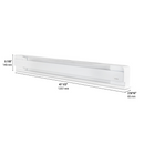 Stelpro Brava B1002W dimensions showing 47-1/2 inch length, 5-7/8 inch height and 2-9/16 inch depth