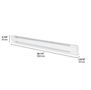 Stelpro Brava B1502W dimensions showing 66-1/4 inch length, 5-3/4 inch height and 2-9/16 inch depth