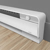 Stelpro SIBT2W built-in thermostat installed on a white Brava electric baseboard heater
