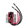 Rear view of Stelpro SIBT2W double-pole built-in baseboard thermostat showing wiring leads and mounting bracket