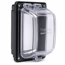 TayMac MM410CCN weatherproof in-use outlet cover with clear hinged lid and black base shown on white background for outdoor electrical applications in Canada