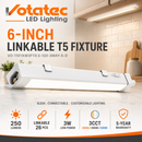 Votatec 6-inch T5 under-cabinet LED lighting installed in a modern kitchen, showing compact task lighting application
