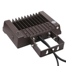 Back view of Votatec AST-FL19 150W LED flood light with heat sink, photocell, and adjustable trunnion bracket