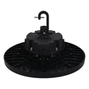 Votatec AST-HB28-150WS1AT2C2-BH35-40-50WD 150W black adjustable UFO high bay rear view showing hook mount and aluminum heat sink