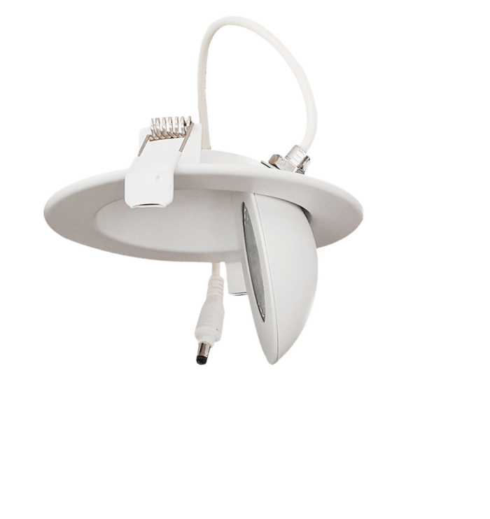 Votatec DL4-148 3.5 inch multi-directional LED pot light angled view showing adjustable 360 degree rotation and 90 degree tilt design
