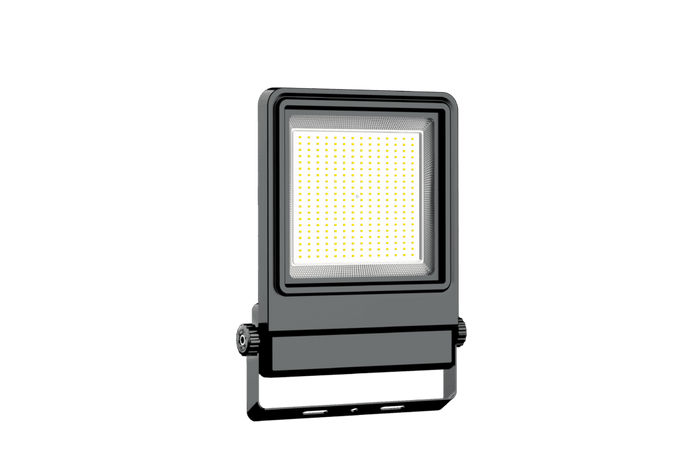 Front view of Votatec ISL-FL02-A-200W 200W LED flood light with tempered glass lens and LED array