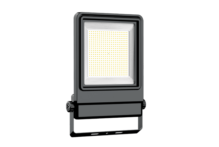Front view of Votatec ISL-FL02-A-250W 250W LED flood light with tempered glass lens and LED array