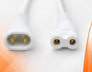 Close-up of Votatec T5 jumper cord male and female connectors for linkable T5 LED fixtures