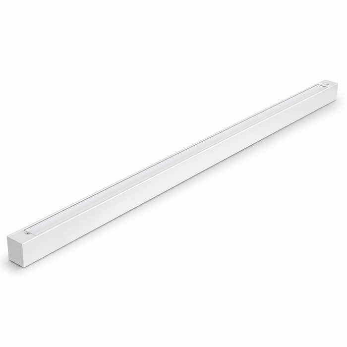 Votatec VO-ALW100FT8-347-4WAY-P-W-D-X 8ft white architectural linear light with selectable 100W 80W 60W output, 4CCT adjustment and 120-347V input for modern commercial interiors.