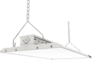 Votatec VO-LHW160FT2-347-3WAY-D-S 2FT linear high bay LED light suspended angled underside view with diffuser and chain mounting