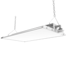 Votatec VO-LHW160FT2-347-3WAY-D-S 2FT linear high bay LED light suspended opposite side view showing optional sensor and chain mounting