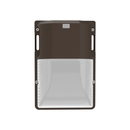 Front view of Votatec VO-MWP30W-347-3WAY 30W CCT and power adjustable mini LED wall pack with bronze housing and clear prismatic lens