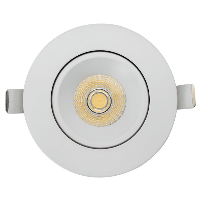 Votatec VO-RP4W16-120-D-5WAY 4 inch round regressed gimbal LED pot light front view 16W 5CCT 120V white trim